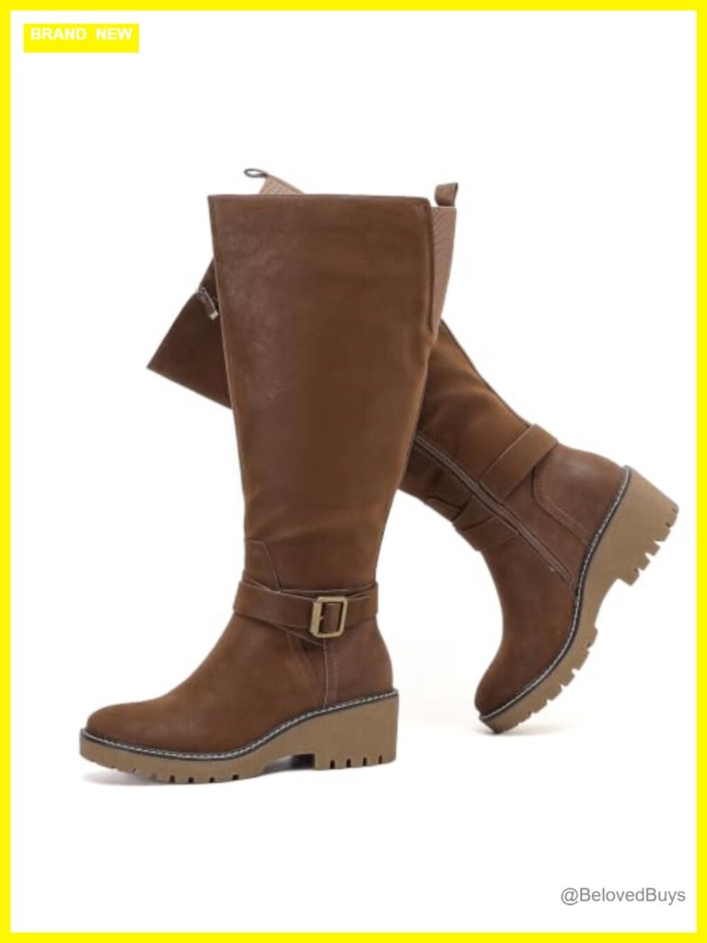 Extra Wide Calf Knee High Boots Faux Leather Side Zip Memory Foam